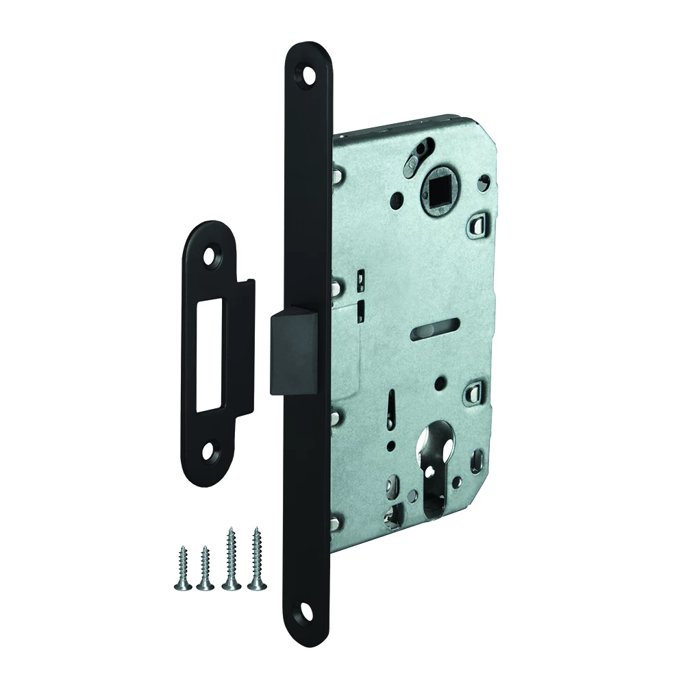 Фото Корпус врезного замка c защёлкой PLASTLP85-50 ВL черный