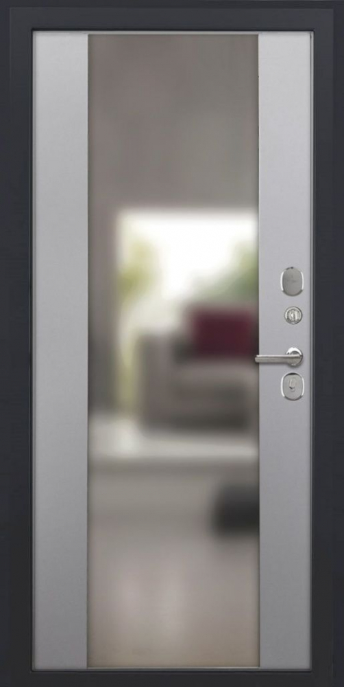 Входная дверь ДвериПРО Квадро Алиса (16мм, ПВХ софт грей, зеркало) DPRO197896 внутренняя сторона